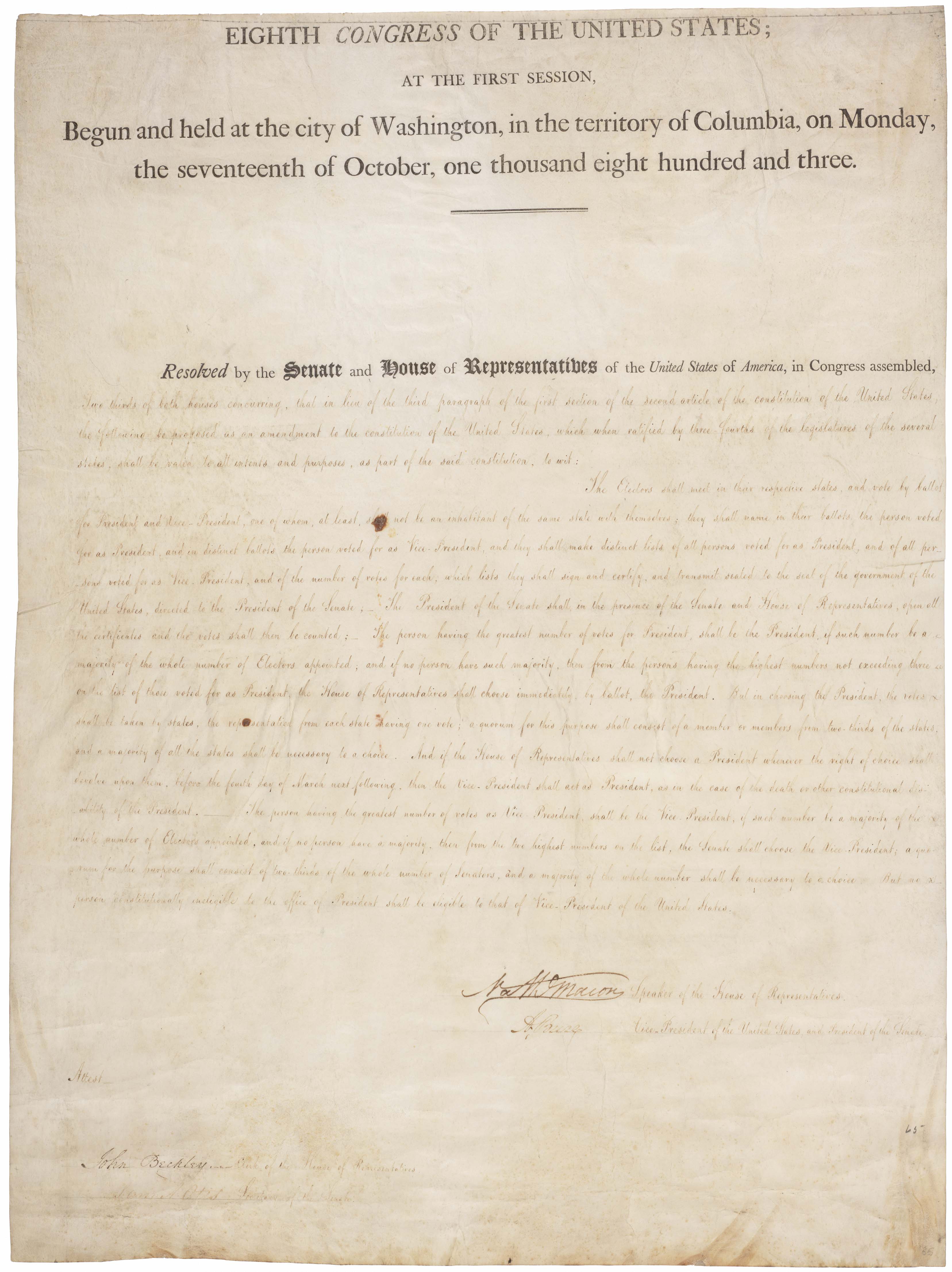 12th Amendment to the US Constitution