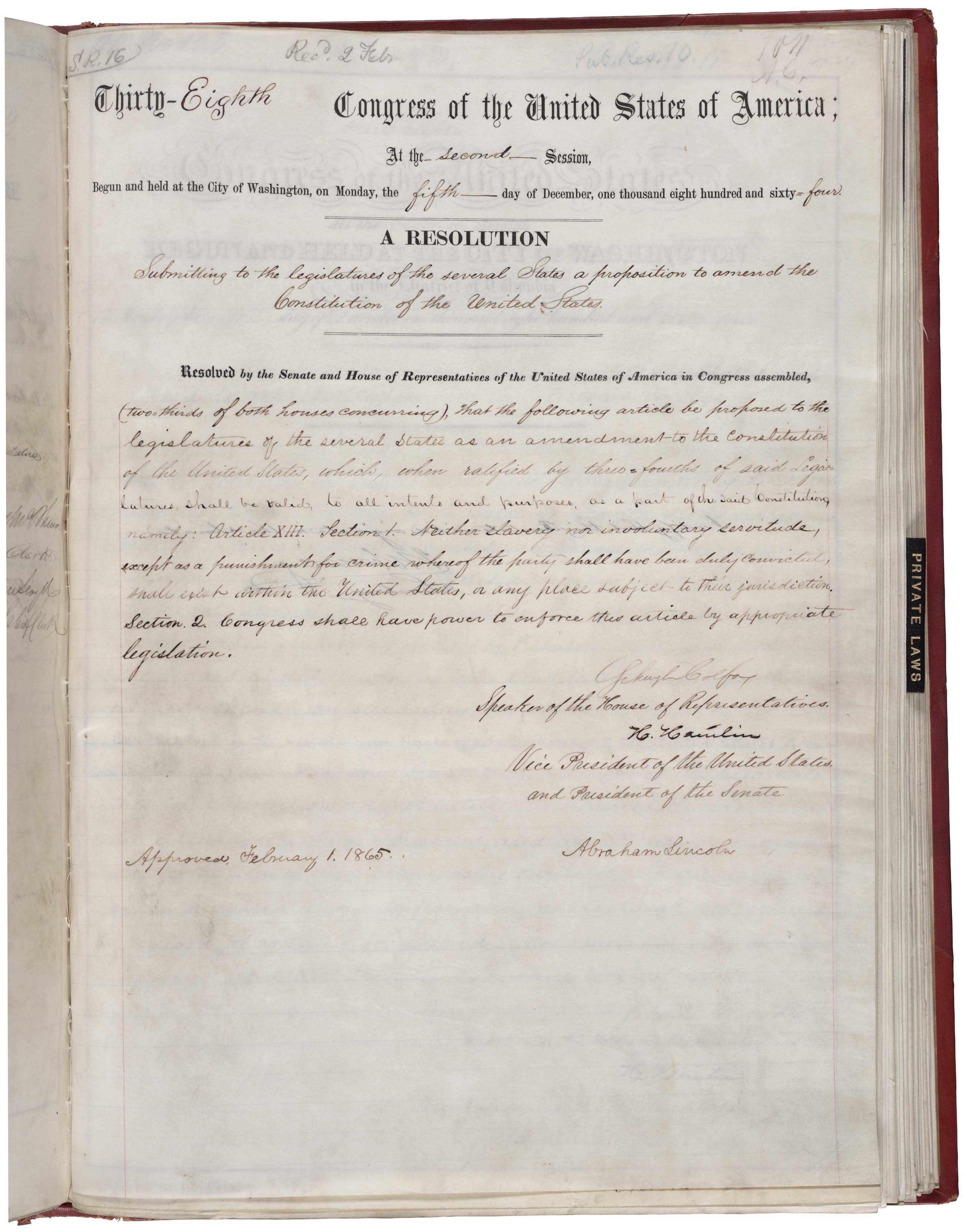 13th Amendment to the US Constitution