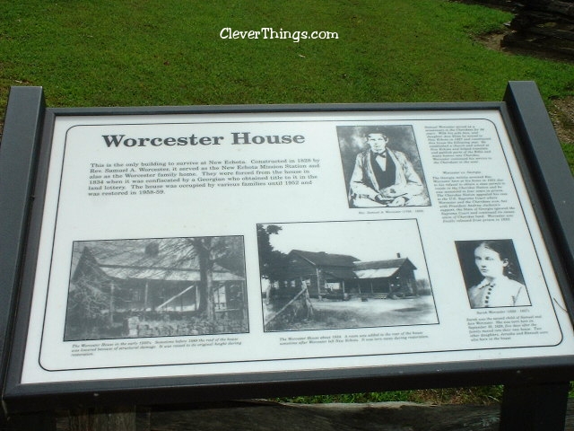 The Worcester House historical marker at New Echota