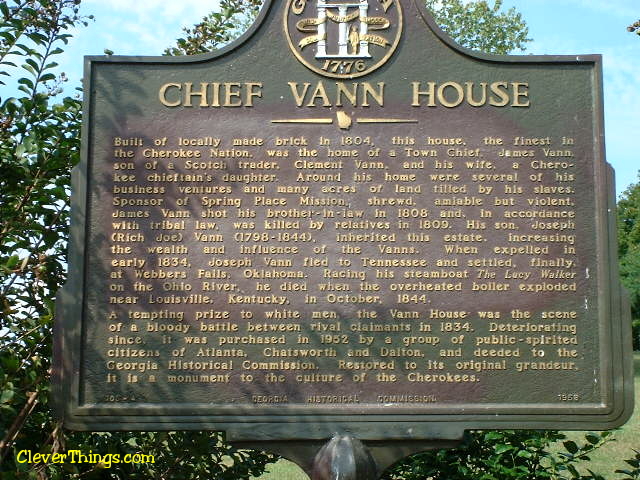 Historic Marker at Cherokee Chief Vann Estate in Georgia