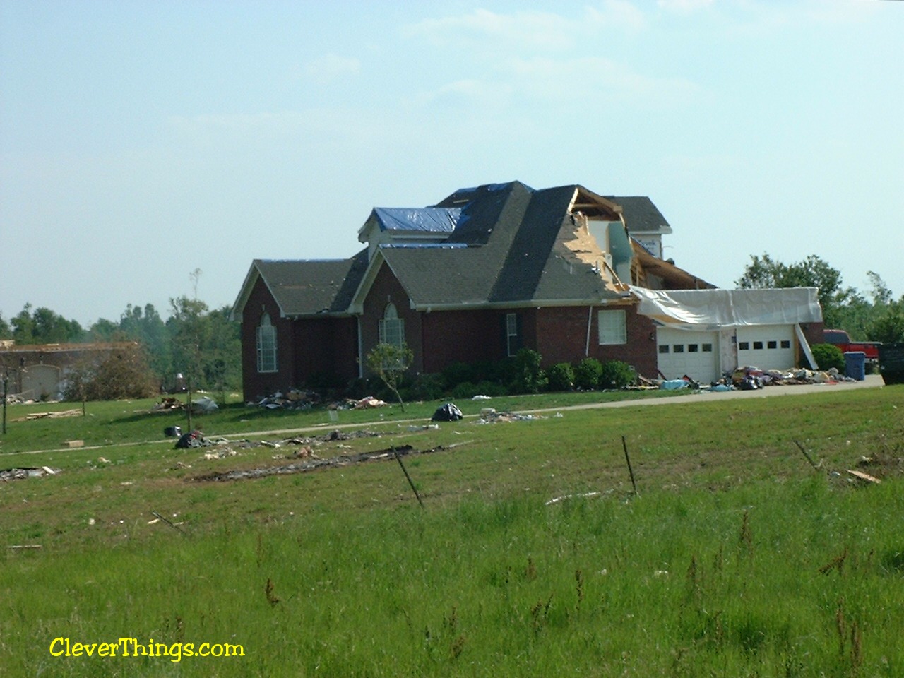 Tornado damage near Arab, Alabama