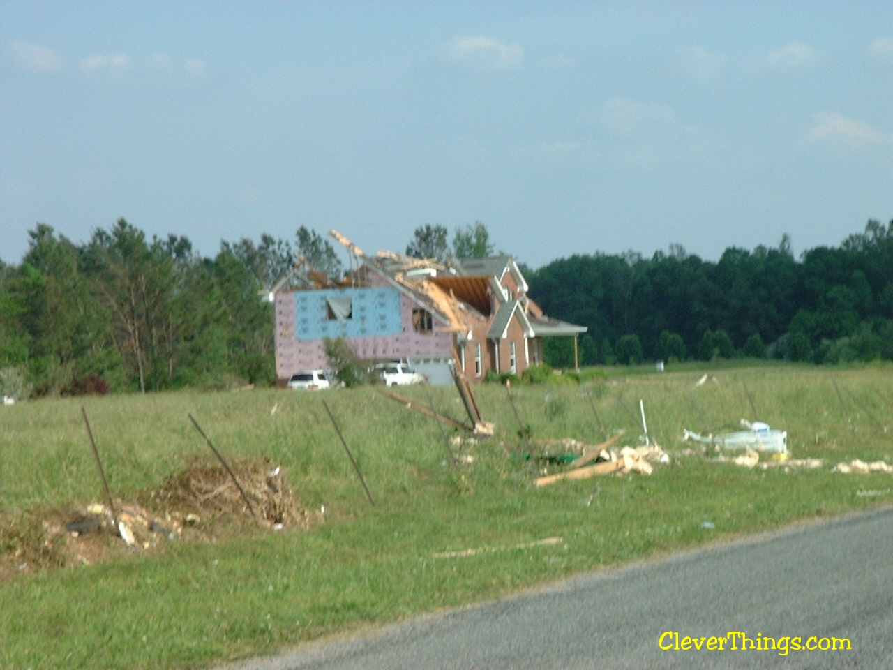 Tornado damage near Arab, Alabama