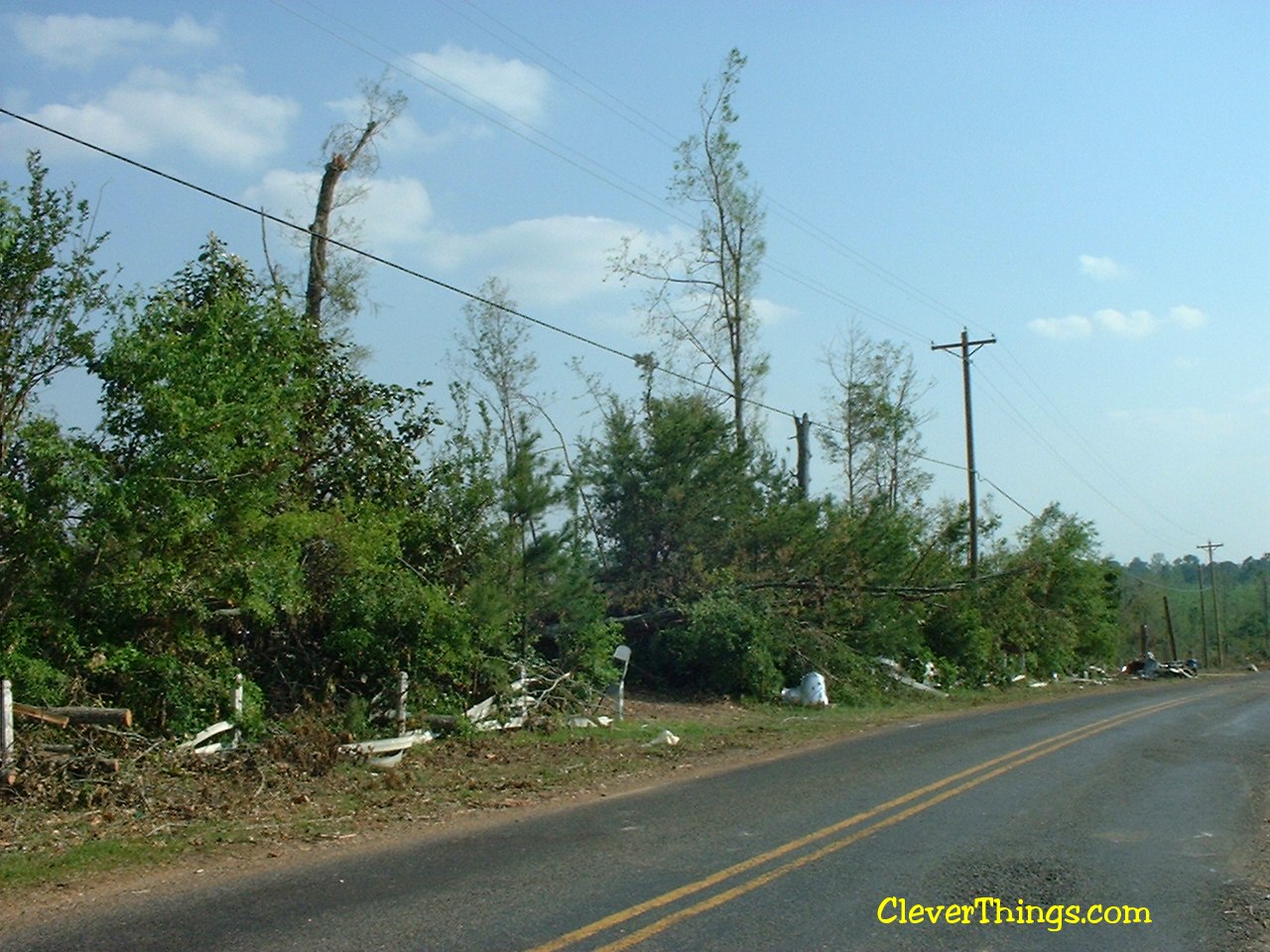 Tornado damage near Arab, Alabama